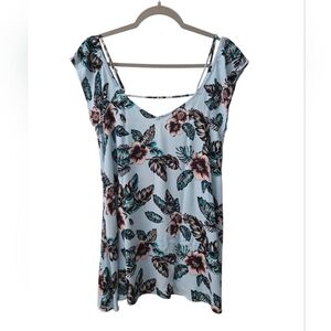 Forever 21 Blue Pink Floral Y2K Spaghetti Strap Top